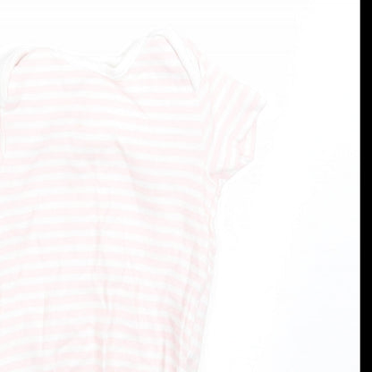F&F Girls Pink Striped Cotton Babygrow One-Piece Size 0-3 Months  Button