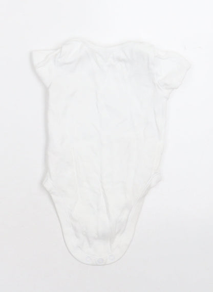 F&F Baby White  Cotton Babygrow One-Piece Size 9-12 Months  Button