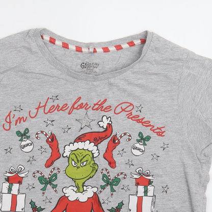 Primark Womens Grey  Cotton  Pyjama Top Size S   - The Grinch