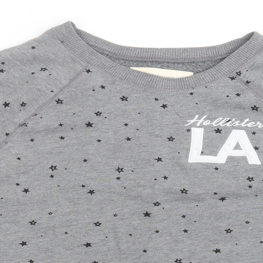 Hollister Womens Grey Geometric Cotton Pullover Sweatshirt Size XS  Pullover - Star Pattern