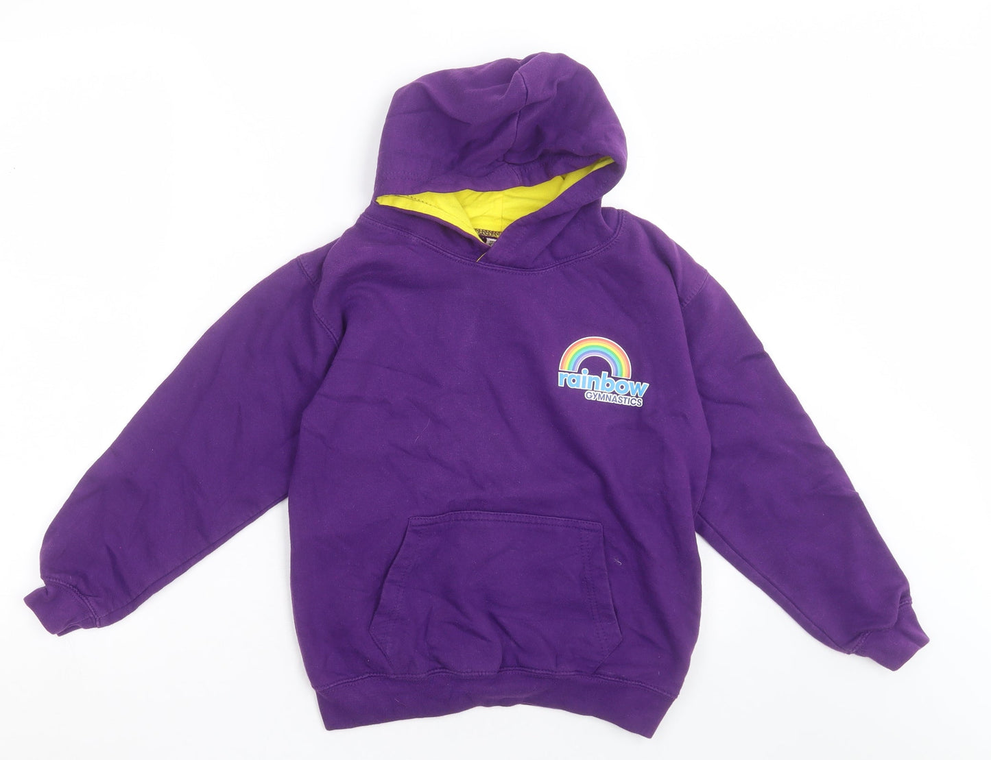 Awdis Girls Purple  Cotton Pullover Hoodie Size 9 Years  Pullover - rainbow gymnastics