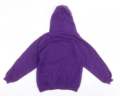 Awdis Girls Purple  Cotton Pullover Hoodie Size 9 Years  Pullover - rainbow gymnastics