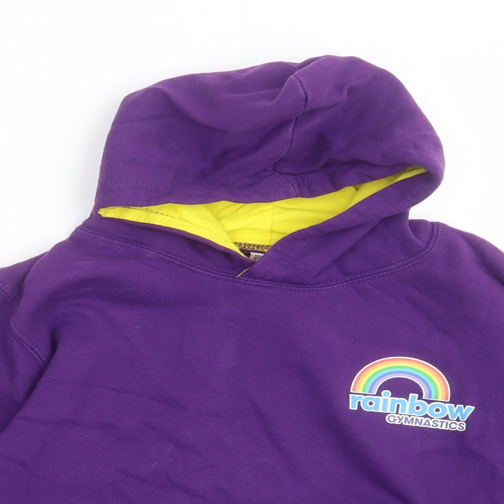 Awdis Girls Purple  Cotton Pullover Hoodie Size 9 Years  Pullover - rainbow gymnastics