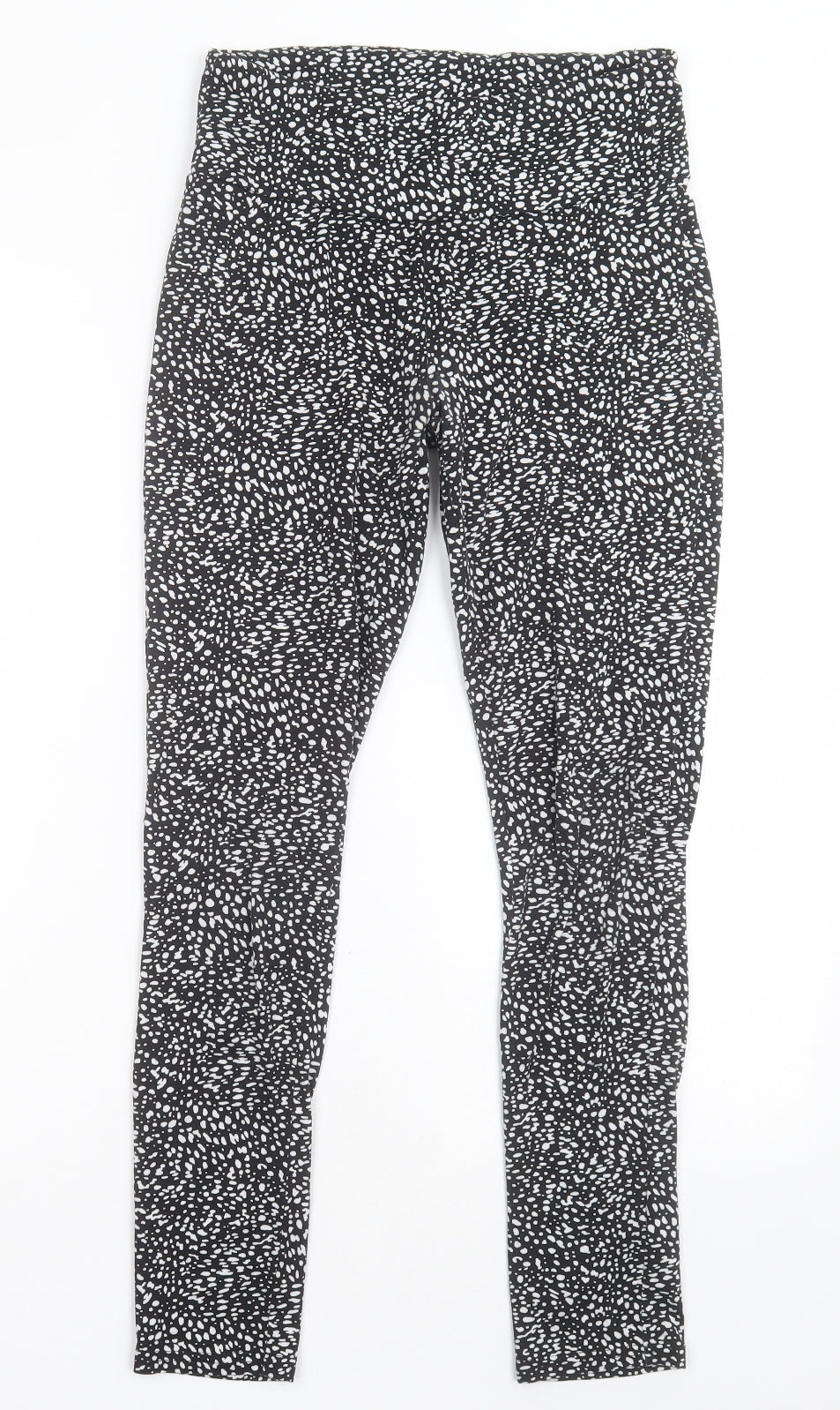 George Womens Black Animal Print Polyester Capri Trousers Size 8 L27 in Regular