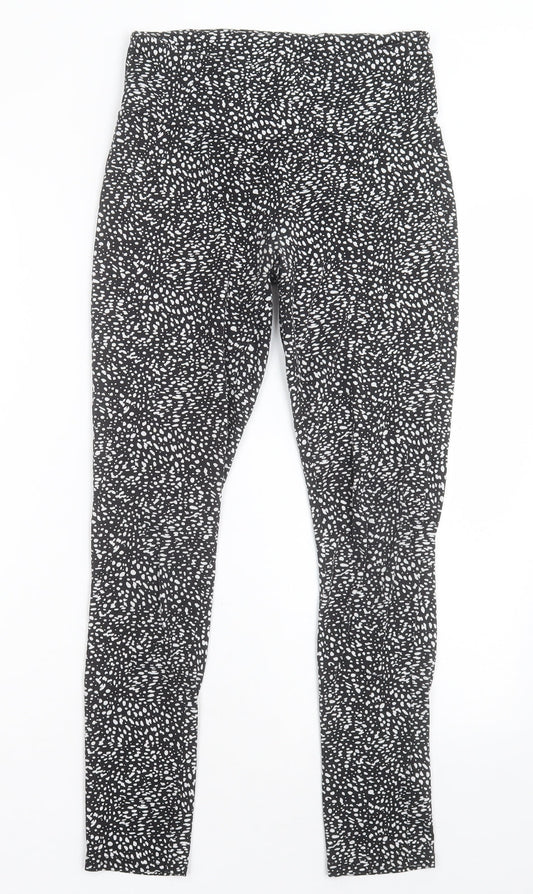 George Womens Black Animal Print Polyester Capri Trousers Size 8 L27 in Regular
