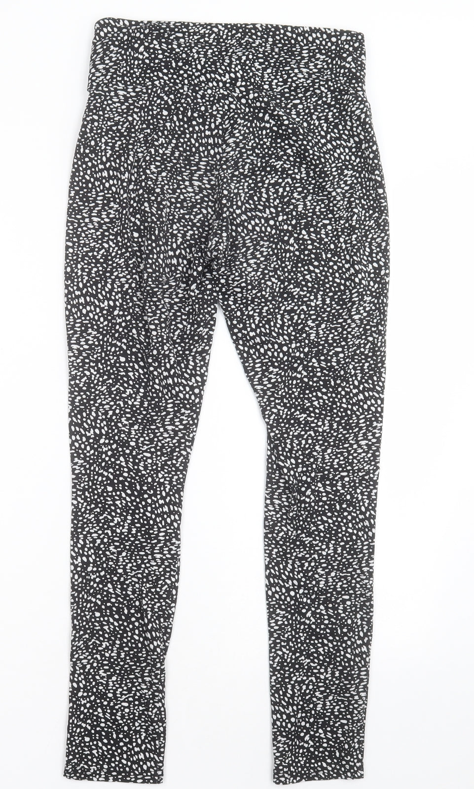 George Womens Black Animal Print Polyester Capri Trousers Size 8 L27 in Regular