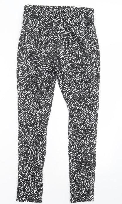 George Womens Black Animal Print Polyester Capri Trousers Size 8 L27 in Regular