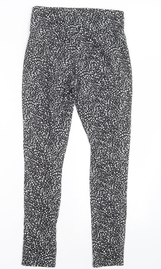 George Womens Black Animal Print Polyester Capri Trousers Size 8 L27 in Regular