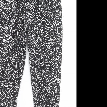 George Womens Black Animal Print Polyester Capri Trousers Size 8 L27 in Regular