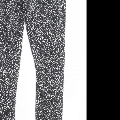George Womens Black Animal Print Polyester Capri Trousers Size 8 L27 in Regular