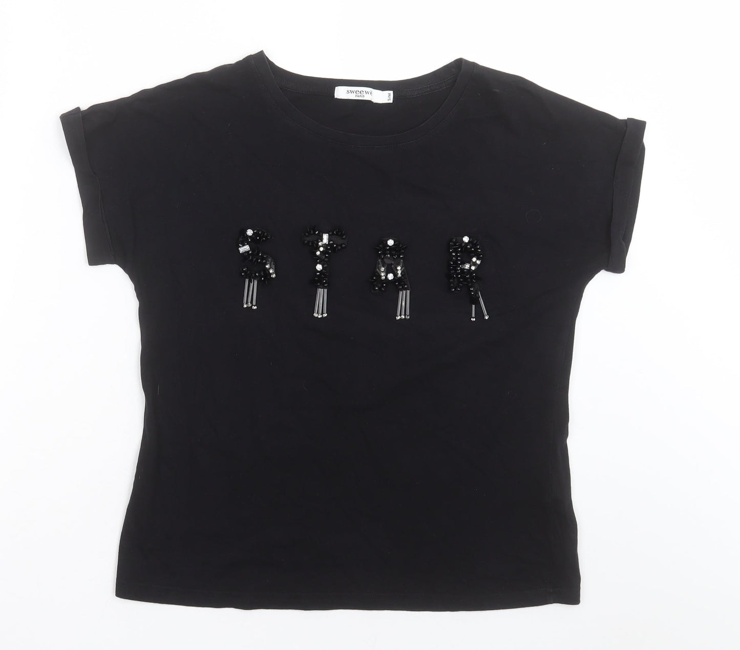 Womens UK Size S sweewe Black Basic T-Shirt