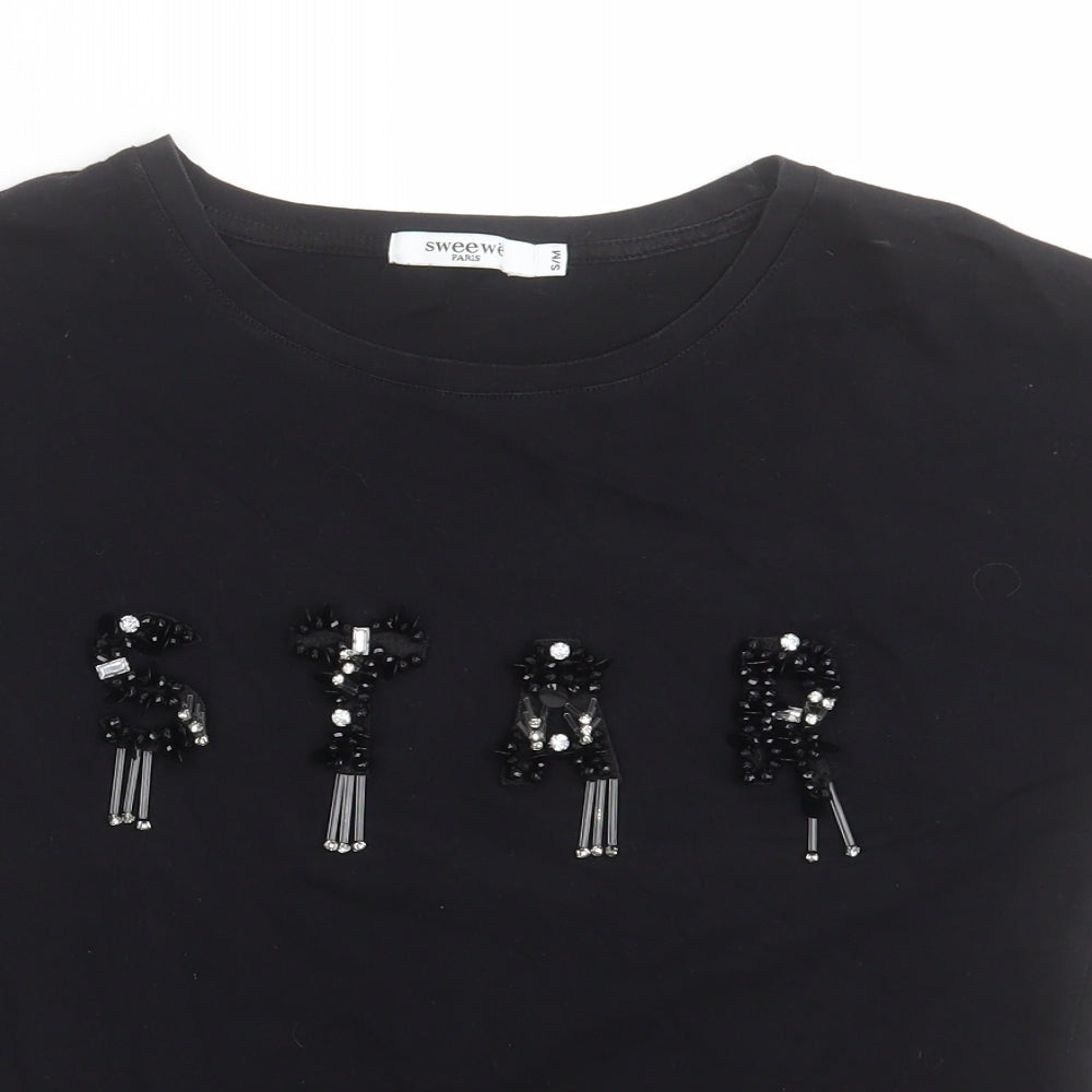 Womens UK Size S sweewe Black Basic T-Shirt
