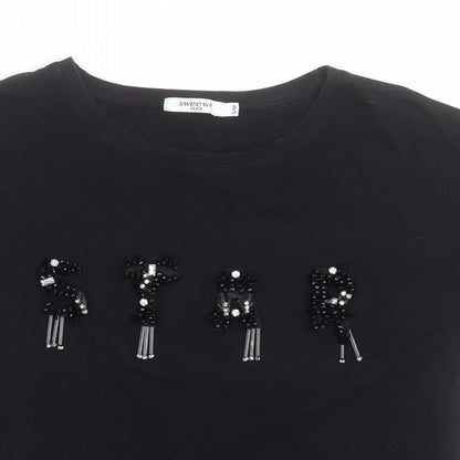 Womens UK Size S sweewe Black Basic T-Shirt