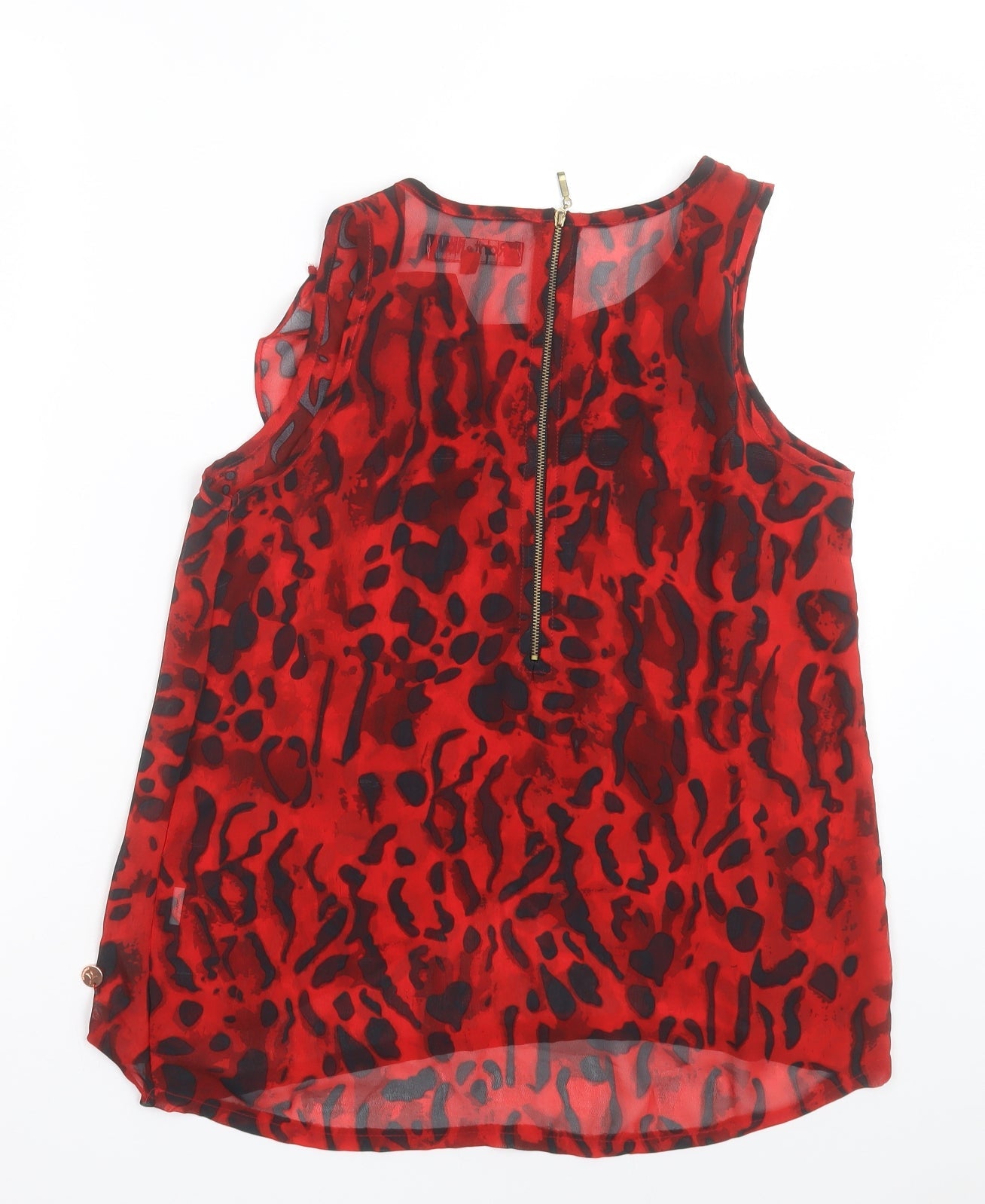 Rant & Rave Womens Red Geometric Polyester Basic Tank Size 10 Crew Neck