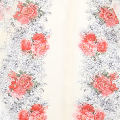 Miss Selfridge Womens Ivory Floral Polyester Basic Button-Up Size 10 Collared