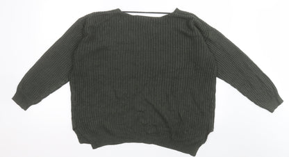 Primark Womens Green V-Neck  Acrylic Pullover Jumper Size M