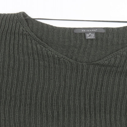 Primark Womens Green V-Neck  Acrylic Pullover Jumper Size M