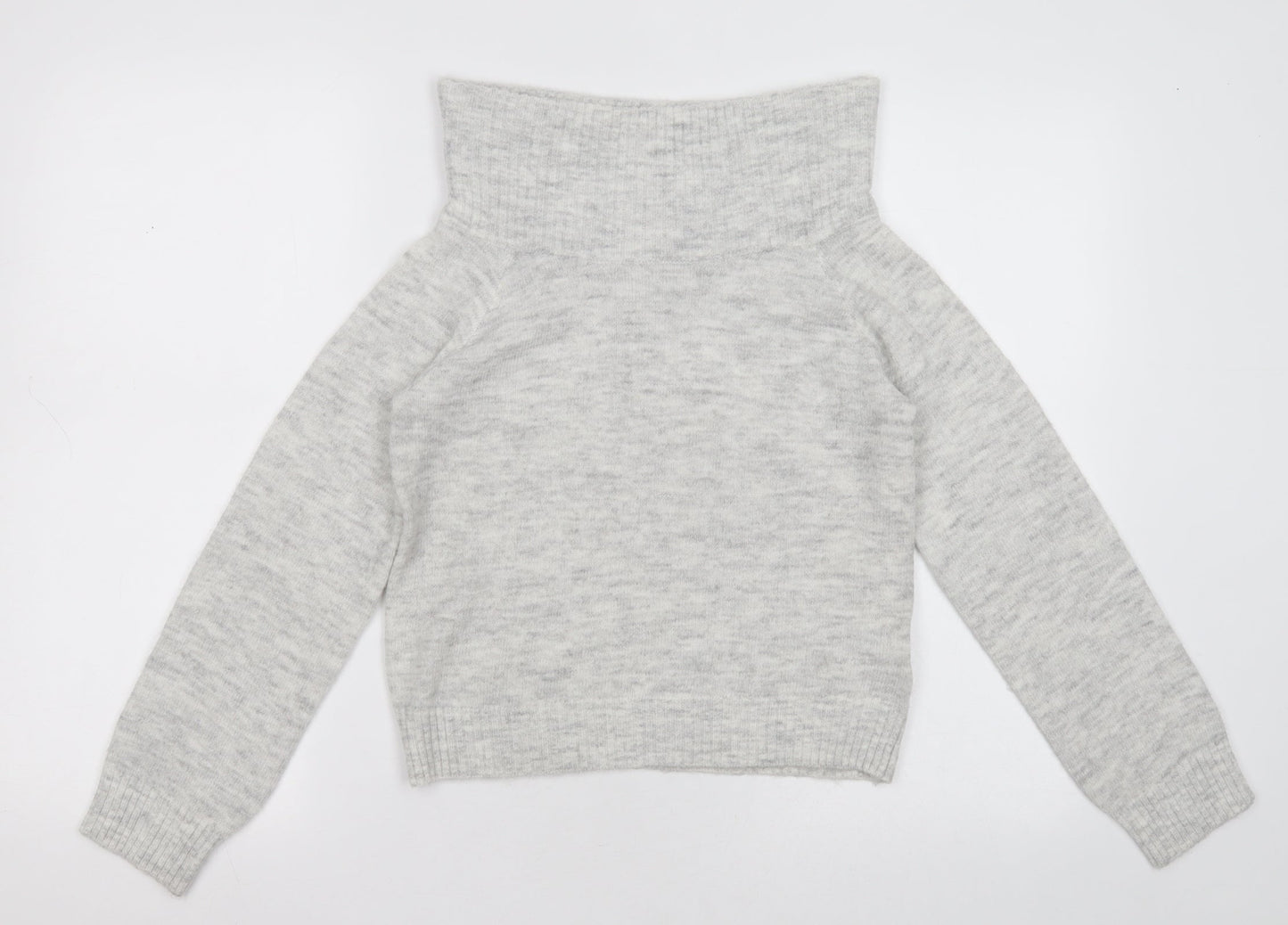 H&M Girls Grey High Neck  Acrylic Pullover Jumper Size 9-10 Years  Pullover