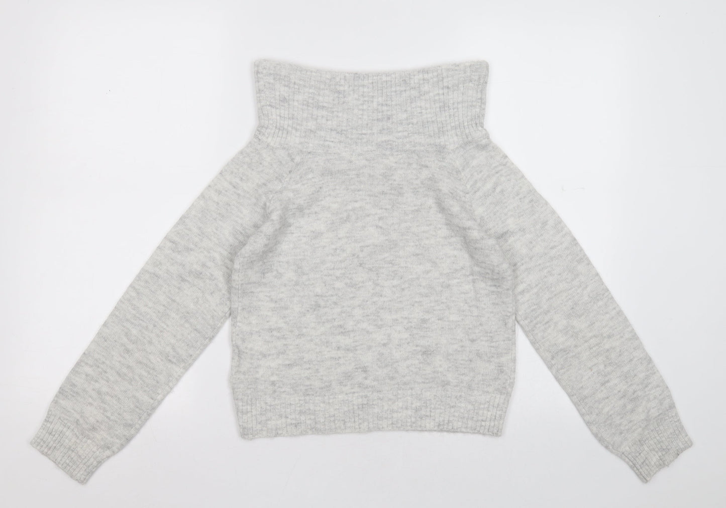H&M Girls Grey High Neck  Acrylic Pullover Jumper Size 9-10 Years  Pullover