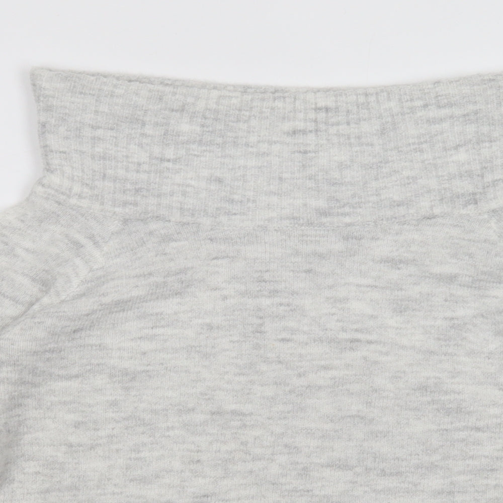 H&M Girls Grey High Neck  Acrylic Pullover Jumper Size 9-10 Years  Pullover