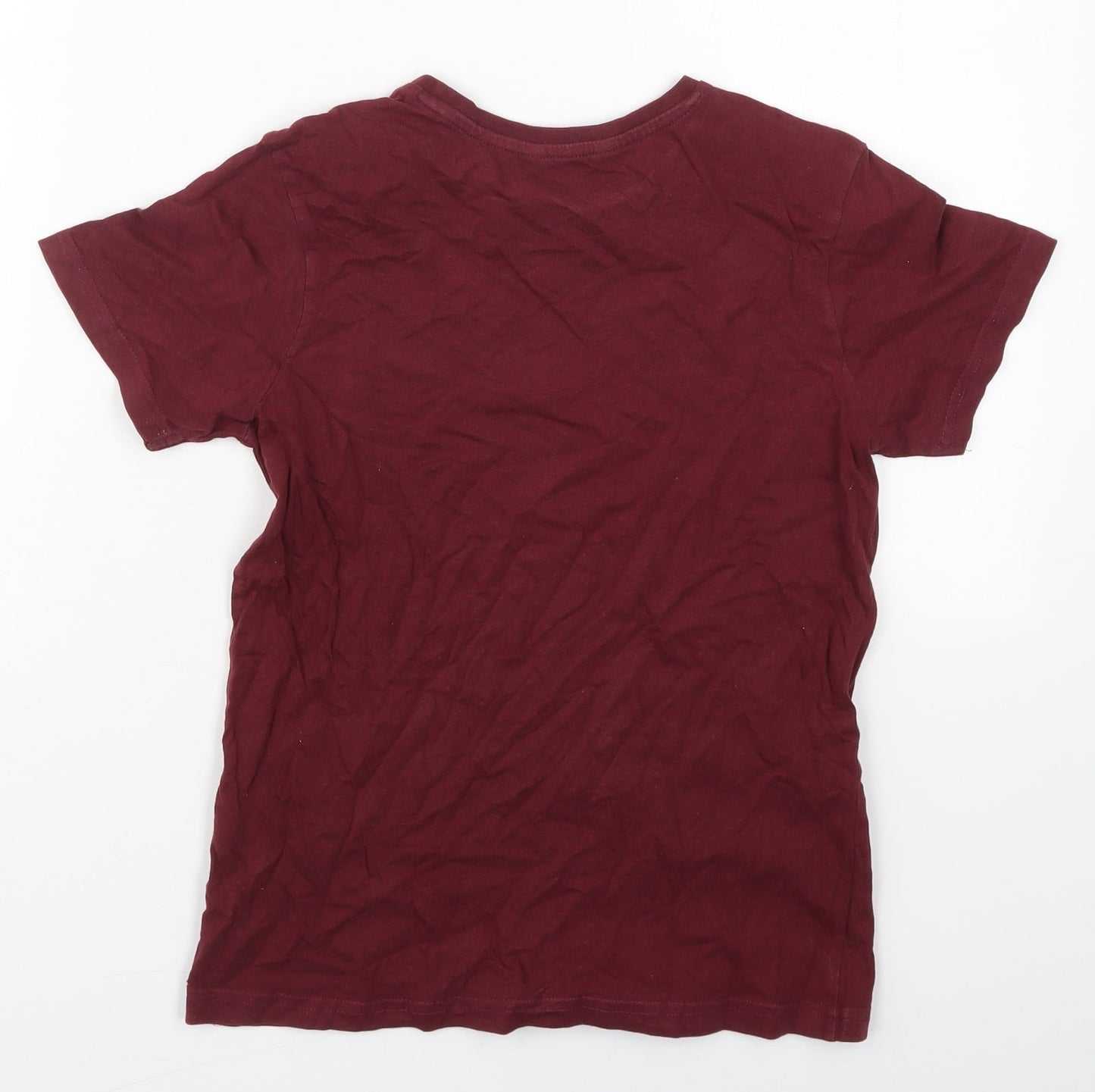 George Boys Red  Cotton Basic T-Shirt Size 10-11 Years Crew Neck Pullover - LA Urban Vibes