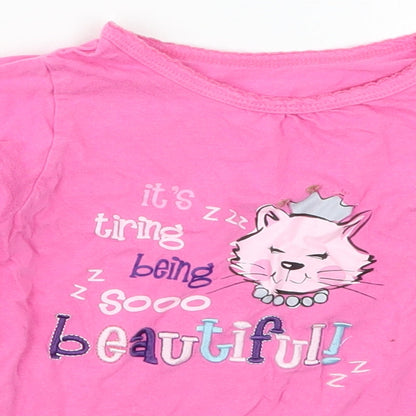 Matalan Girls Pink Solid Cotton Top Pyjama Top Size 4-5 Years  Pullover - It's Tiring Being So Beautiful