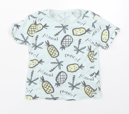 TU Boys Blue  Cotton Basic T-Shirt Size 12-18 Months Crew Neck Pullover - Tropic Pineapples