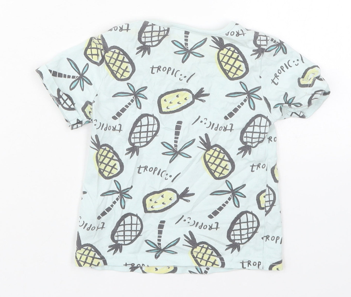 TU Boys Blue  Cotton Basic T-Shirt Size 12-18 Months Crew Neck Pullover - Tropic Pineapples