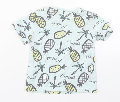 TU Boys Blue  Cotton Basic T-Shirt Size 12-18 Months Crew Neck Pullover - Tropic Pineapples