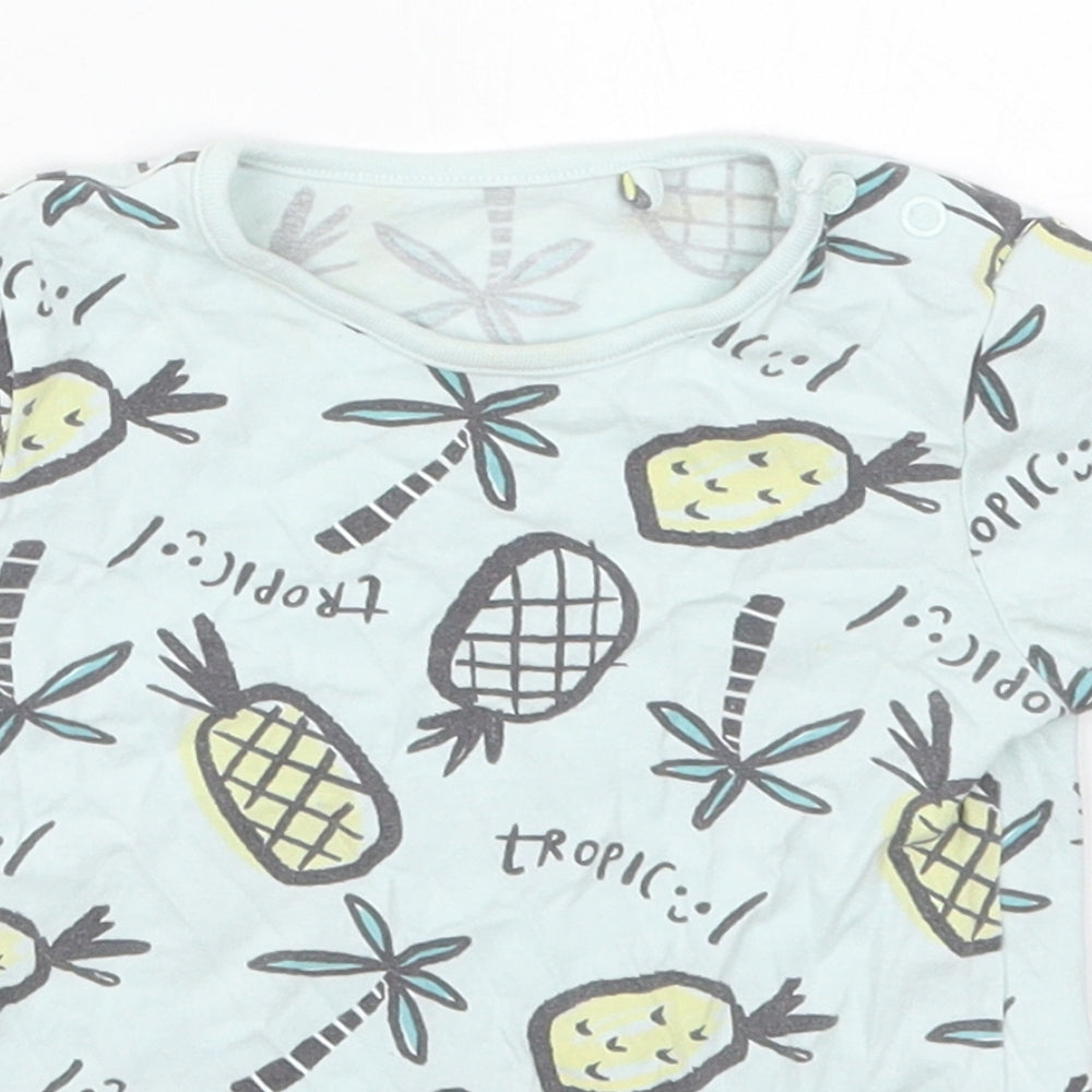 TU Boys Blue  Cotton Basic T-Shirt Size 12-18 Months Crew Neck Pullover - Tropic Pineapples