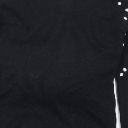 Cedar Wood State Mens Black Round Neck Polka Dot Acrylic Pullover Jumper Size S   - Santa