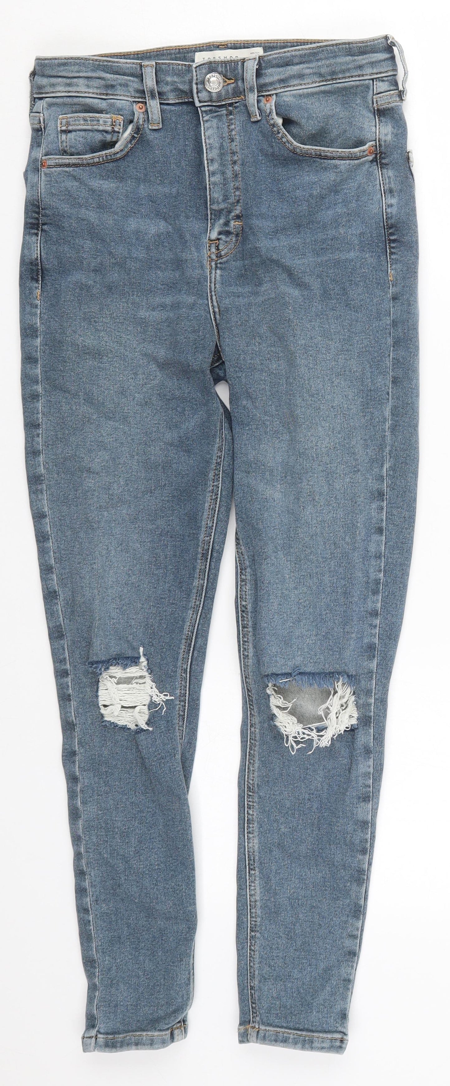 Topshop Womens Blue  Cotton Skinny Jeans Size 29 in L25 in Regular Button