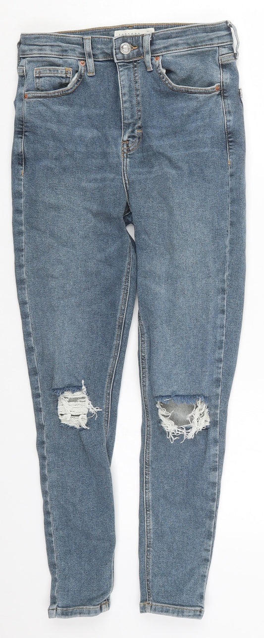 Topshop Womens Blue  Cotton Skinny Jeans Size 29 in L25 in Regular Button