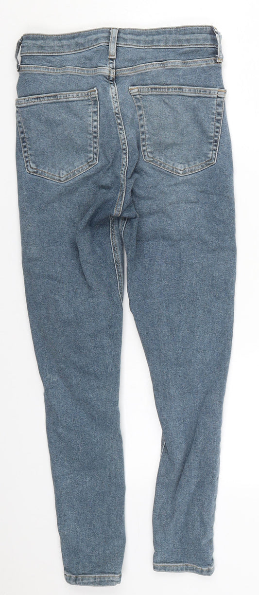 Topshop Womens Blue  Cotton Skinny Jeans Size 29 in L25 in Regular Button