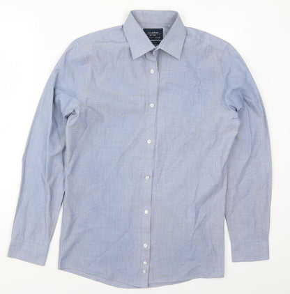 F&F Mens Blue  Polyester  Button-Up Size 14.5 Collared Button