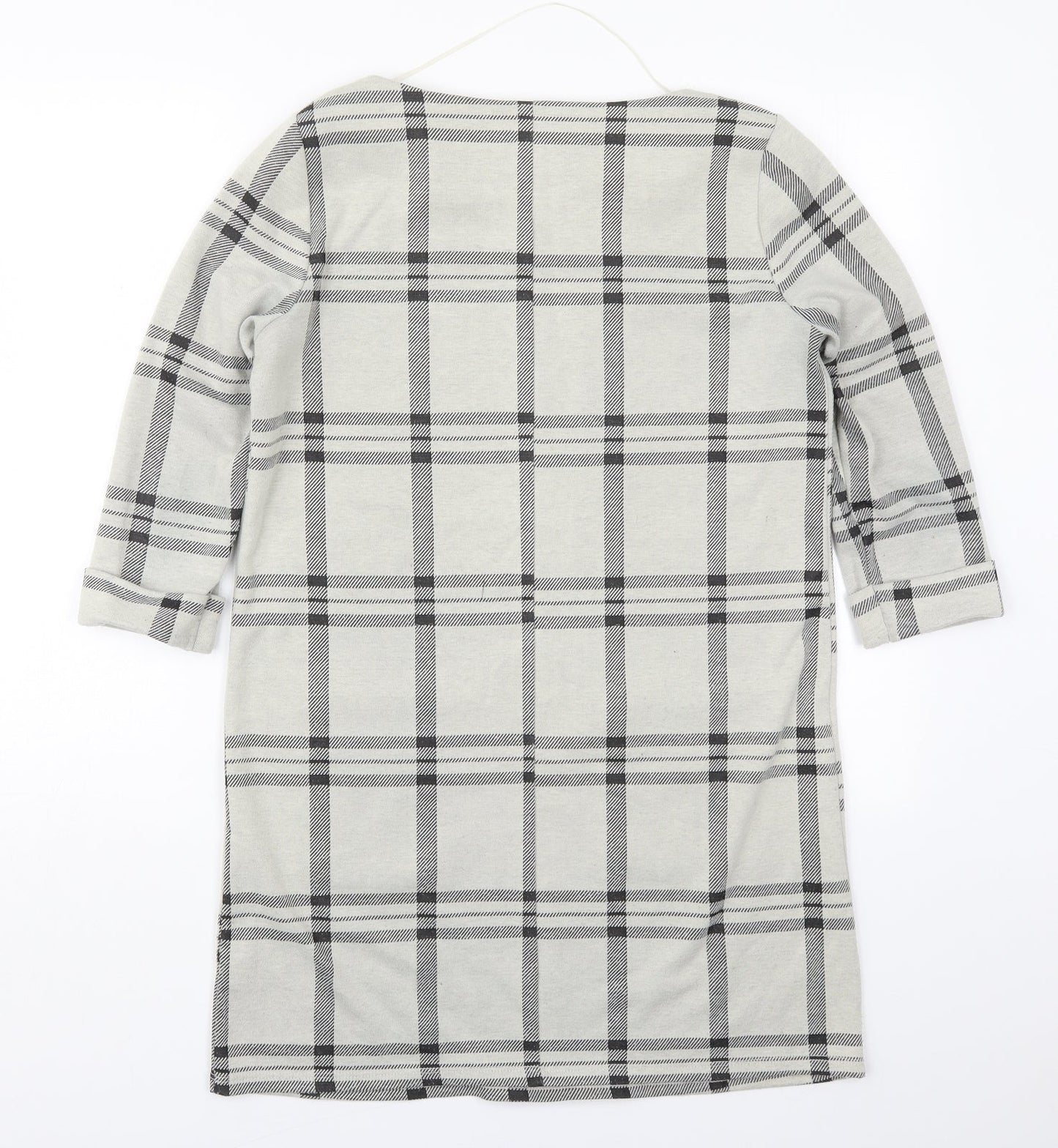 Primark Womens Grey Check Polyester T-Shirt Dress  Size 10  Round Neck Pullover