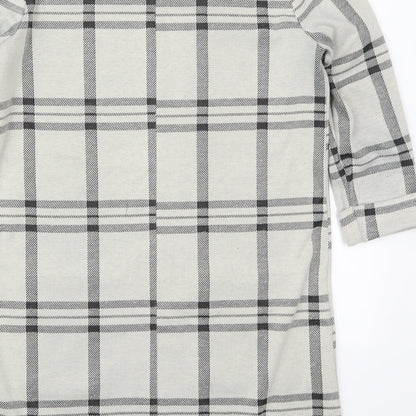Primark Womens Grey Check Polyester T-Shirt Dress  Size 10  Round Neck Pullover