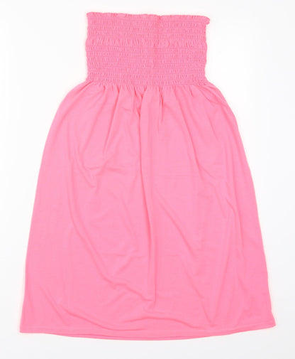 Boohoo Womens Pink  Viscose Skater Dress  Size 8  Round Neck Pullover