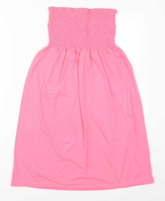 Boohoo Womens Pink  Viscose Skater Dress  Size 8  Round Neck Pullover