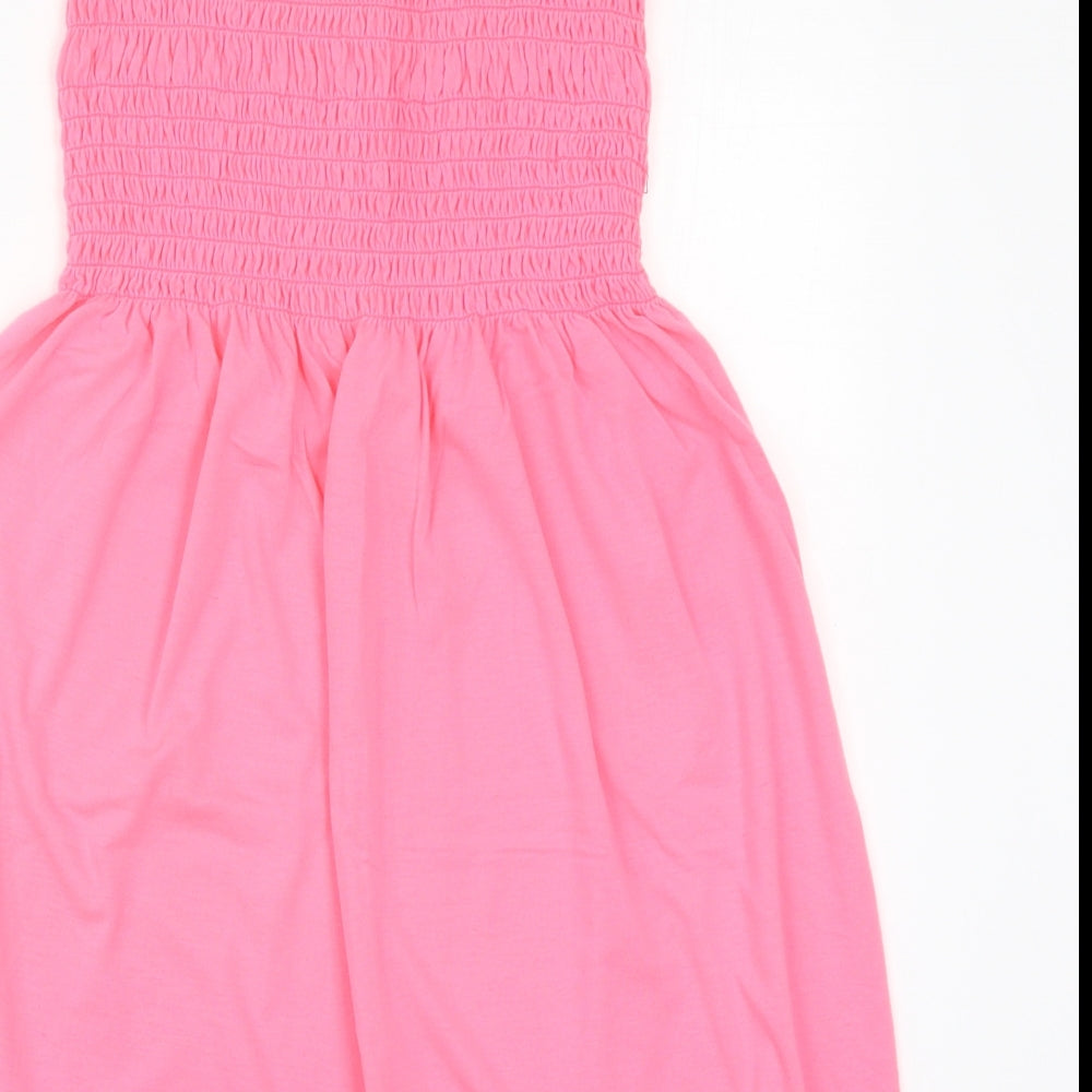 Boohoo Womens Pink  Viscose Skater Dress  Size 8  Round Neck Pullover