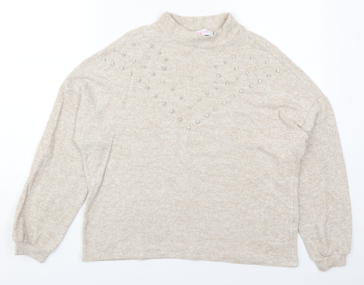 Womens UK Size M Savior Beige Pullover Jumper