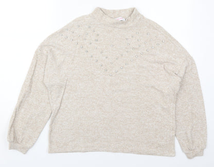 Womens UK Size M Savior Beige Pullover Jumper