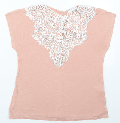 Cotton Brothers Womens Pink  Viscose Basic T-Shirt Size XS Round Neck