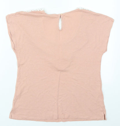 Cotton Brothers Womens Pink  Viscose Basic T-Shirt Size XS Round Neck