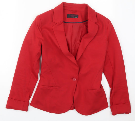 New Look Womens Red  Polyester Jacket Suit Jacket Size 8