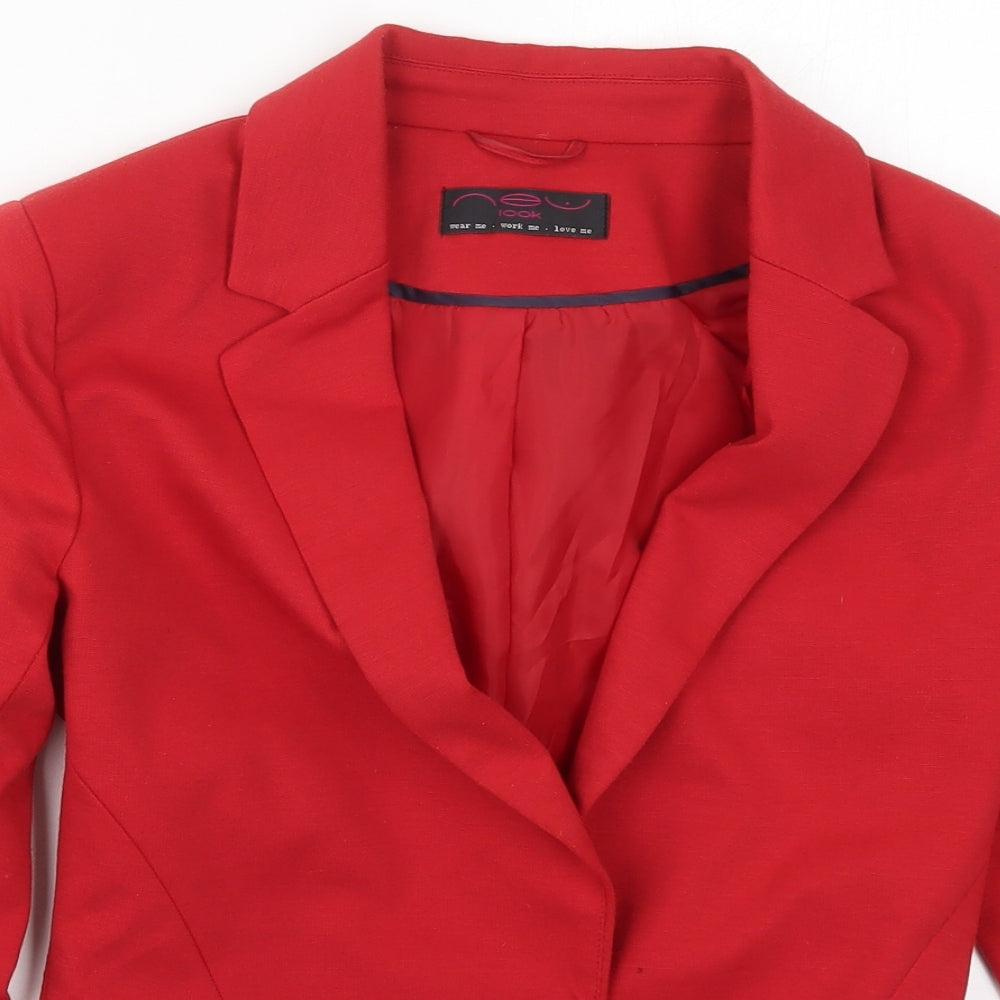New Look Womens Red  Polyester Jacket Suit Jacket Size 8