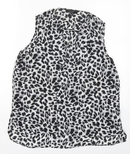 Atmosphere Womens Grey Animal Print Polyester Basic Blouse Size 16 V-Neck