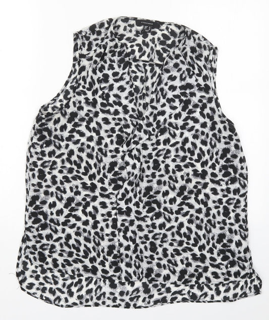 Atmosphere Womens Grey Animal Print Polyester Basic Blouse Size 16 V-Neck