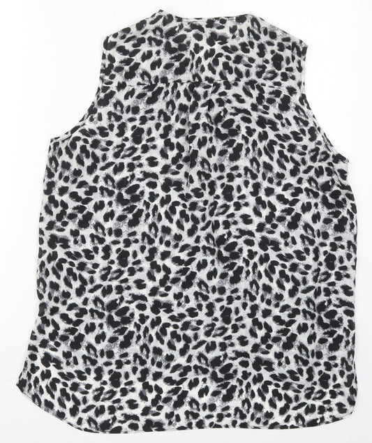 Atmosphere Womens Grey Animal Print Polyester Basic Blouse Size 16 V-Neck