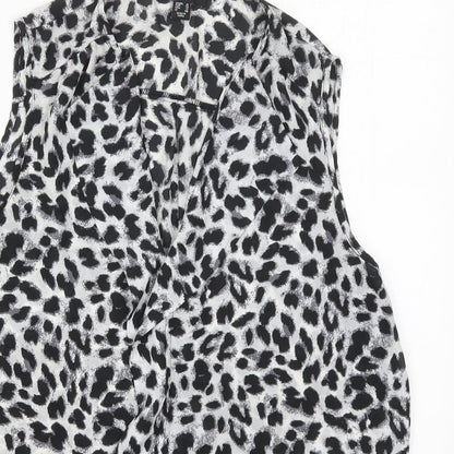 Atmosphere Womens Grey Animal Print Polyester Basic Blouse Size 16 V-Neck